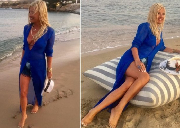 Μαρίνα Πατούλη: Με μαύρο μαγιό στην ακριβότερη παραλία της Μυκόνου