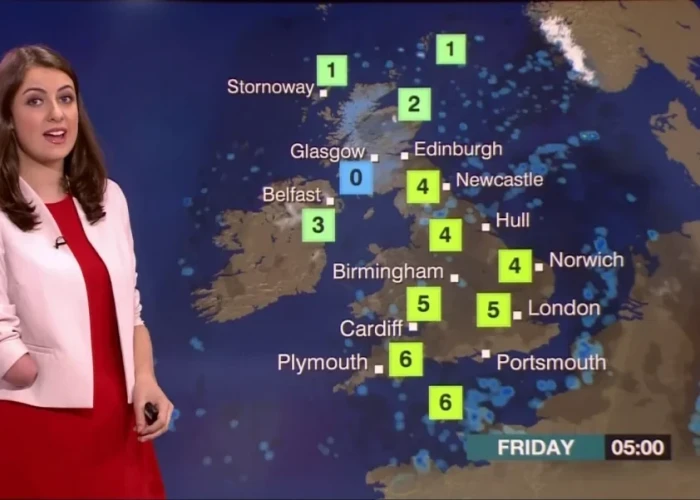 O πρώτος άνθρωπος με εμφανή αναπηρία που παρουσίασε δελτίο καιρού στο BBC