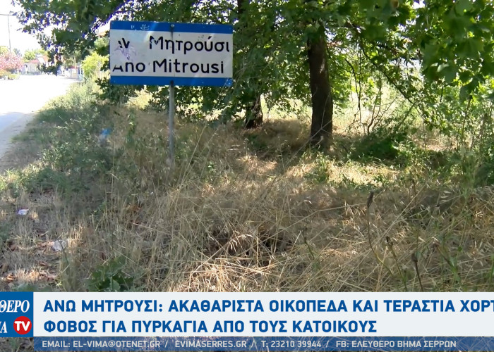 Σέρρες: Στο Άνω Μητρούσι φόβος για πυρκαγιά - Ακαθάριστα οικόπεδα και τεράστια χόρτα