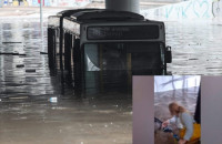 «Πιάσε με, φοβάμαι» – Βίντεο ντοκουμέντα από τον απεγκλωβισμό πολιτών από το λεωφορείο που «βούλιαζε»