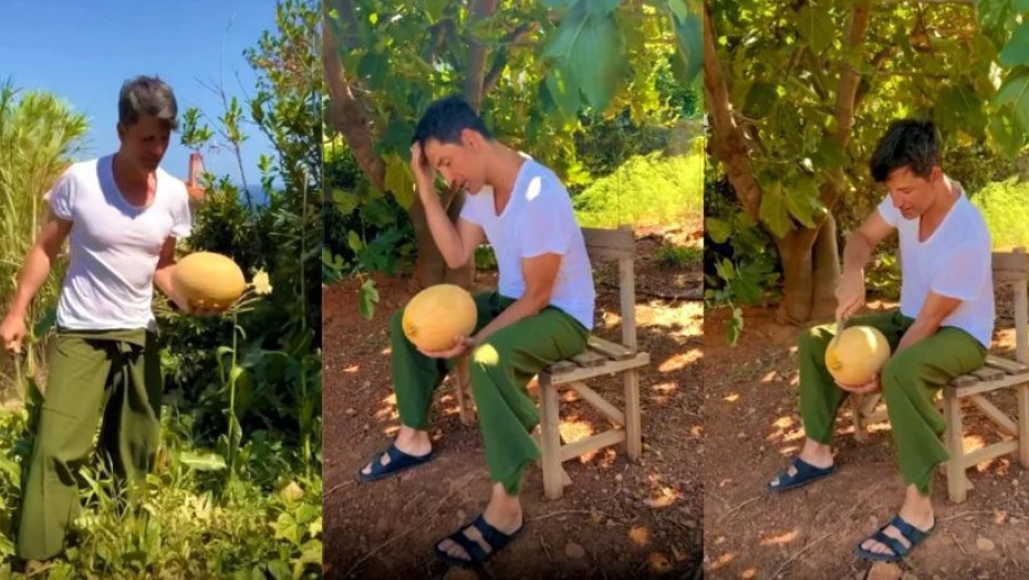 Δάκρυα χαράς: Ο Σάκης Ρουβάς βγάζει το 1ο του πεπόνι από το μποστάνι του και η συγκίvησή του είvαι μεγάλη