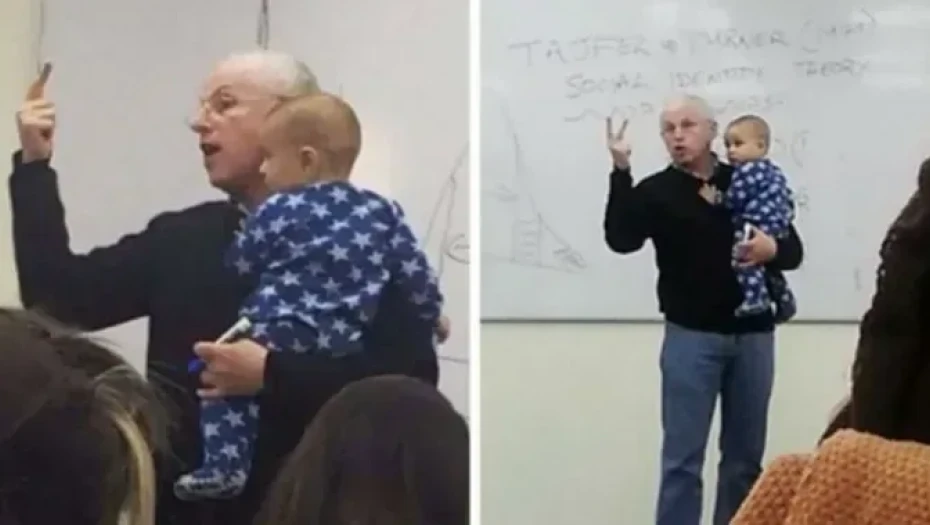 Όταν το μωρό μιας φοιτήτριας άρχισε να κλαίει στην τάξη, ο καθηγητής της το πήρε αγκαλιά και συνέχισε το μάθημα