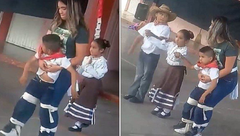 Δασκάλα δένει στη μέση μαθητή της με αναπηρία για να τον βοηθήσει να χορέψει στην εκδήλωση του σχολείου