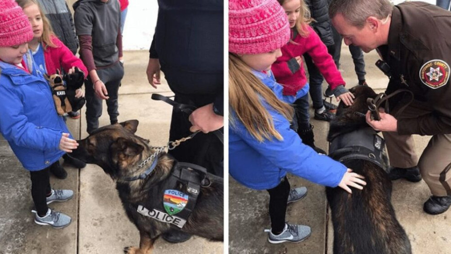 Αστυνομικοί από 40 τμήματα πήραν τους σκύλους τους κι επισκέφθηκαν κοριτσάκι με καρκίνο για να του δώσουν χαρά
