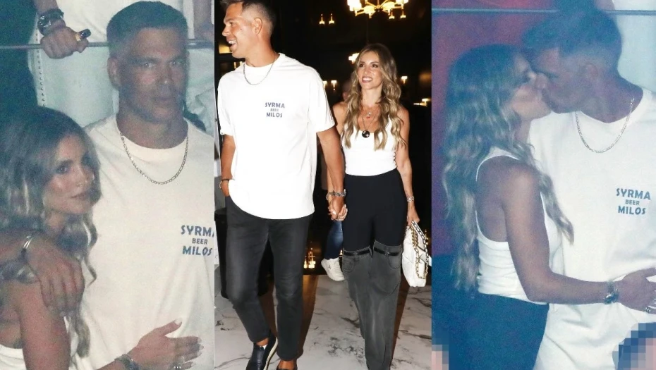 Οικονομάκου - Τσερέλα: Τα καυτά φιλιά σε βραδινή τους έξοδο & το ιδιαίτερο παντελόνι της ηθοποιού