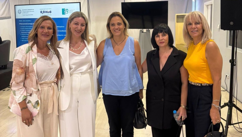 Η ταμίας του εμπορικού συλλόγου Σερρών Ειρήνη Αργυριάδου στην εκδήλωση της ΓΓ ΕΣΠΑ και Ελληνικής Αναπτυξιακής Τράπεζας στη ΔΕΘ