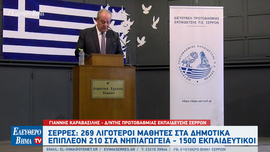 Σέρρες: 269 λιγότεροι μαθητές στα δημοτικά - Επιπλέον 210 στα νηπιαγωγεία - 1500 άτομα το εκπαιδευτικό προσωπικό