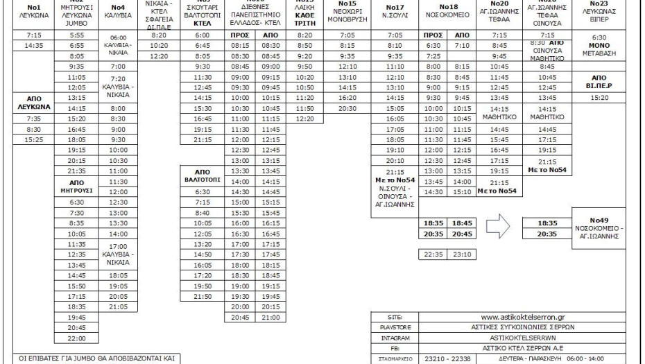 Αστικό ΚΤΕΛ Νομού Σερρών: Το πρόγραμμα των χειμερινών δρομολογίων 2025-2026