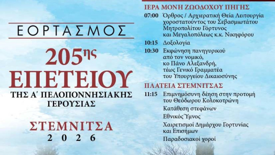Εκδήλωση μνήμης για την 205η επέτειο της Μάχη της Ρεντίνας