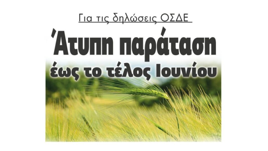 Για τις δηλώσεις ΟΣΔΕ  Άτυπη παράταση  έως το τέλος Ιουνίου